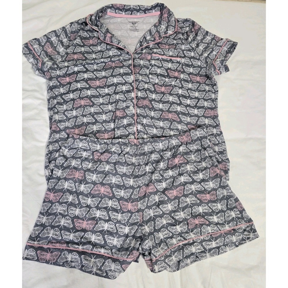 Derek Heart Women's XL Pajama Shorts Set Butterflies